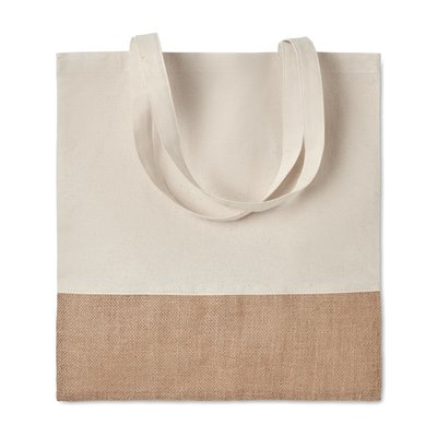 Bolsa tela en sarga de algodón con parte inferior en yute