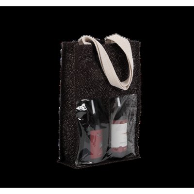 Bolsa de yute para 2 botellas Black / Silver