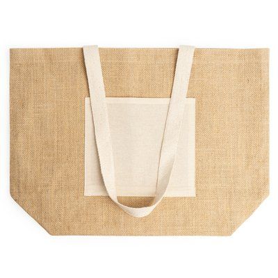 Bolsa de yute laminado con bolsillo Crudo