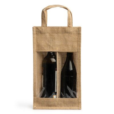 Bolsa de yute laminado con ventana y doble compartimento Crudo