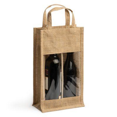 Bolsa de yute laminado con ventana y doble compartimento