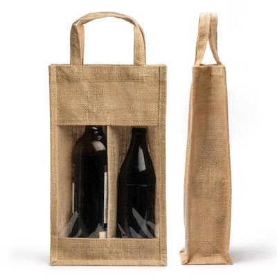 Bolsa de yute laminado con ventana y doble compartimento
