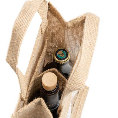 Bolsa de yute laminado con ventana y doble compartimento