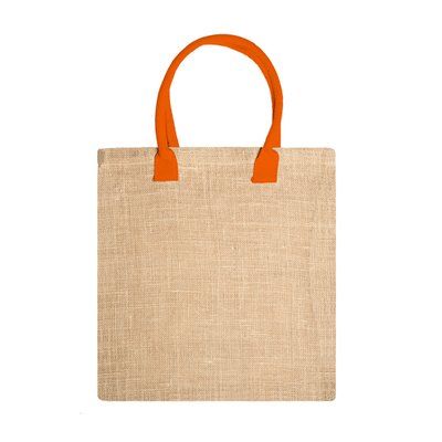Bolsa de yute natural con asas reforzadas Naranja Talla Única Adulto