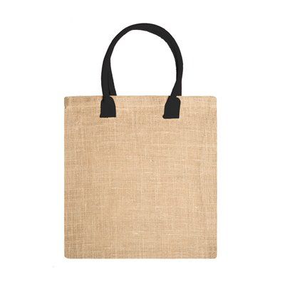 Bolsa de yute natural con asas reforzadas Negro Talla Única Adulto