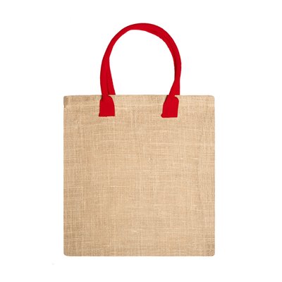 Bolsa de yute natural con asas reforzadas Rojo
