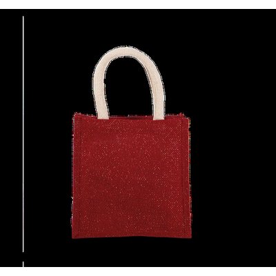 Bolsa de Yute Pequeña Asas Algodón Cherry Red / Gold