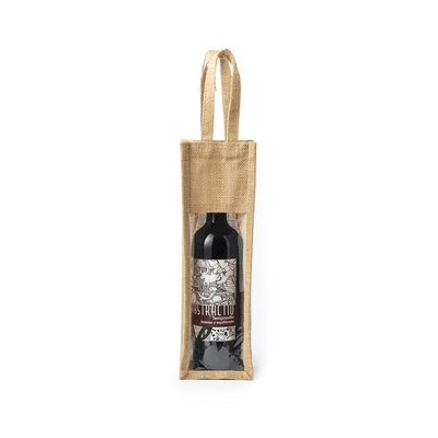 Bolsa de yute reforzada para 1 botella de vino