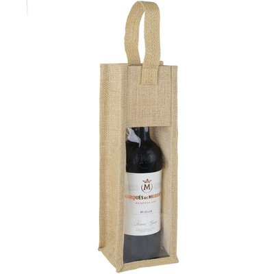 Bolsa de Yute para Vino con Ventana