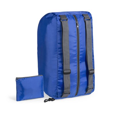 Bolso mochila plegable en ripstop con mosquetón de transporte Azul