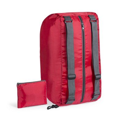 Bolso mochila plegable en ripstop con mosquetón de transporte Rojo
