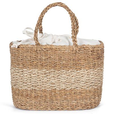 Bolso de Yute Trenzado a Mano 21L Striped Seagrass Natural / Ecume
