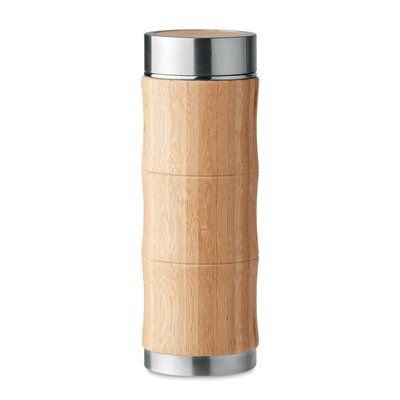 Botella 350ml Doble Pared y Bambú Madera