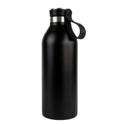 Botella 500 ml de acero reciclado con asa Negro