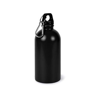 Botella 500 ml acero reciclado con mosquetón Negro