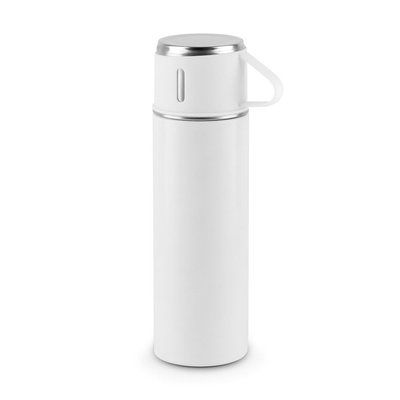 Botella de acero de doble con tapa vaso Blanco