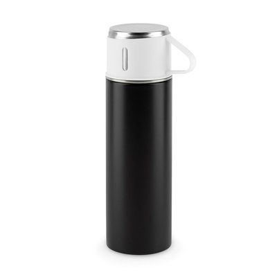 Botella de acero de doble con tapa vaso Negro