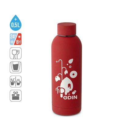Botella de acero inox 500mL acabado gomoso