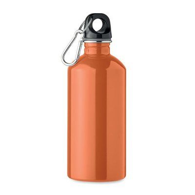 Botella acero reciclado 500 ml con mosquetón Naranja