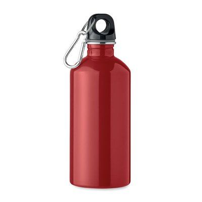 Botella acero reciclado 500 ml con mosquetón Rojo
