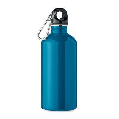 Botella acero reciclado 500 ml con mosquetón Turquesa
