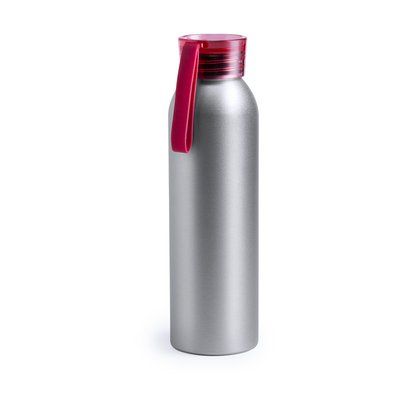 Botella de agua con acabado plateado de aluminio 650 ml Roj