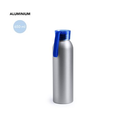 Botella de agua con acabado plateado de aluminio 650 ml