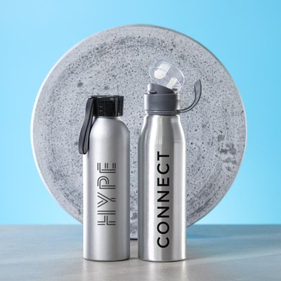 Botella de agua con acabado plateado de aluminio 650 ml