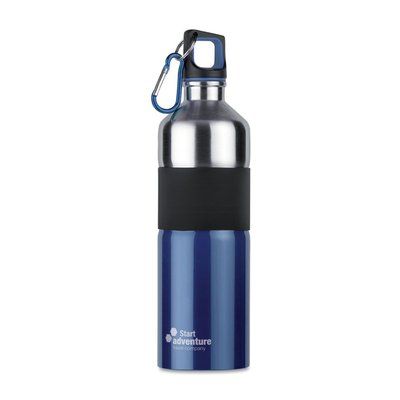 Botella de agua en acero inox. con empuñadura y mosquetón (750ml)
