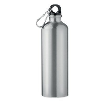 Botella de agua de aluminio con mosquetón (750ml) Plata Mate