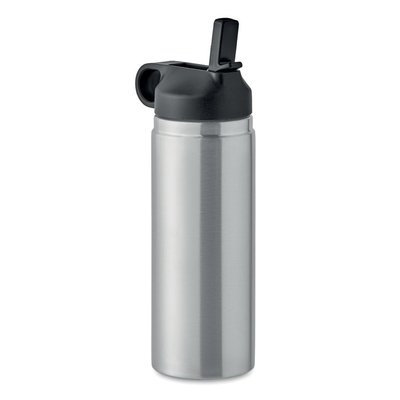 Botella Aislante Inox 500ml con Pajita Plata Mate
