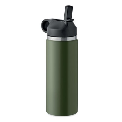 Botella Aislante Inox 500ml con Pajita VERDE OSCURO