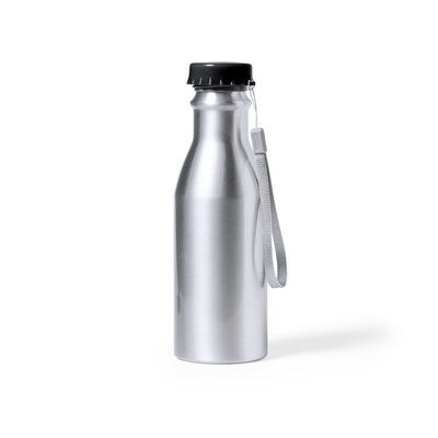 Botella Aluminio Mate con Cinta Plateado
