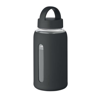 Botella de borosilicato con funda de silicona 600 ml Negro