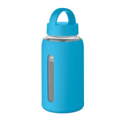 Botella de borosilicato con funda de silicona 600 ml Turquesa