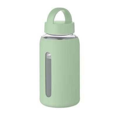 Botella de borosilicato con funda de silicona 600 ml Verde Menta