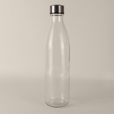 Botella Cristal 1L Tapa Acero Inox
