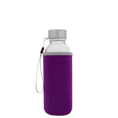 Botella Cristal 420ml con Funda Morado/Gris