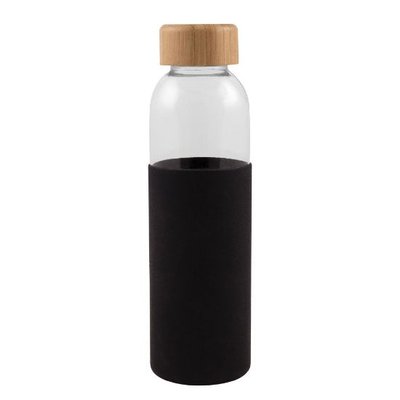 Botella Cristal 500ml Funda Silicona Negro