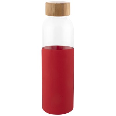 Botella Cristal 500ml Funda Silicona Rojo