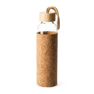 Botella de cristal con funda de corcho