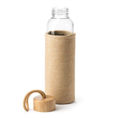 Botella de cristal con funda de yute