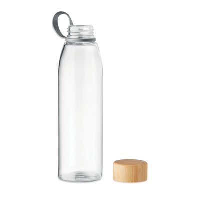 Botella Cristal Tapa Bambú 500ml