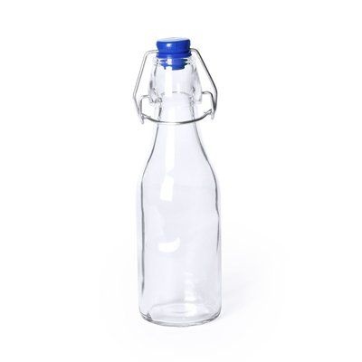 Botella de agua personalizada de cristal con diseño vintage (260 ml) Azul