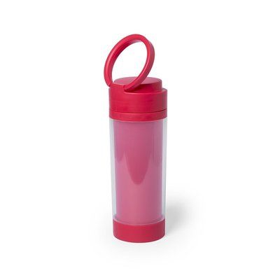 Botella de agua personalizada de plástico con soporte para móvil (390 ml) Rojo