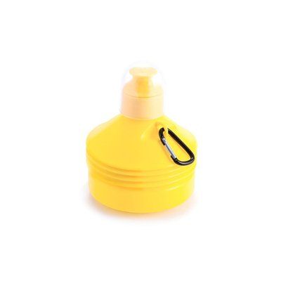 Botella de agua plegable de plástico con mosquetón (580 ml aprox.) Amarillo