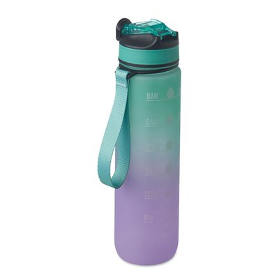 Botella deportiva 1L con pajita boquilla y marcador Turquesa