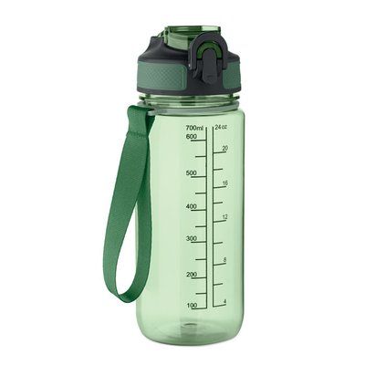 Botella deportiva 700 ml con pajita y boquilla Verde Transparente