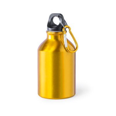 Botella deportiva personalizada de aluminio con mosquetón (330 ml) Amarillo