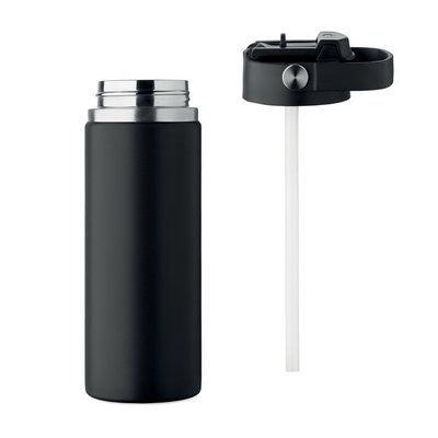 Botella doble pared 500 ml con pajita